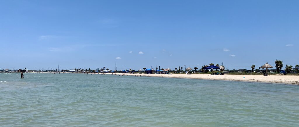 A view of Rockport Beach from the water.