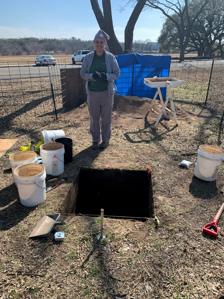 Young lady doing archeological dig at LBJ Ranch.