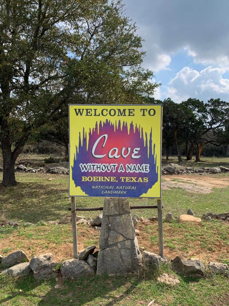 Welcome to Cave Without a Name Sign